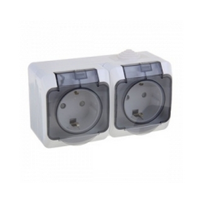 Էլ. վարդակ փակվող արտաքին 2տեղ հողանցումով  Granit