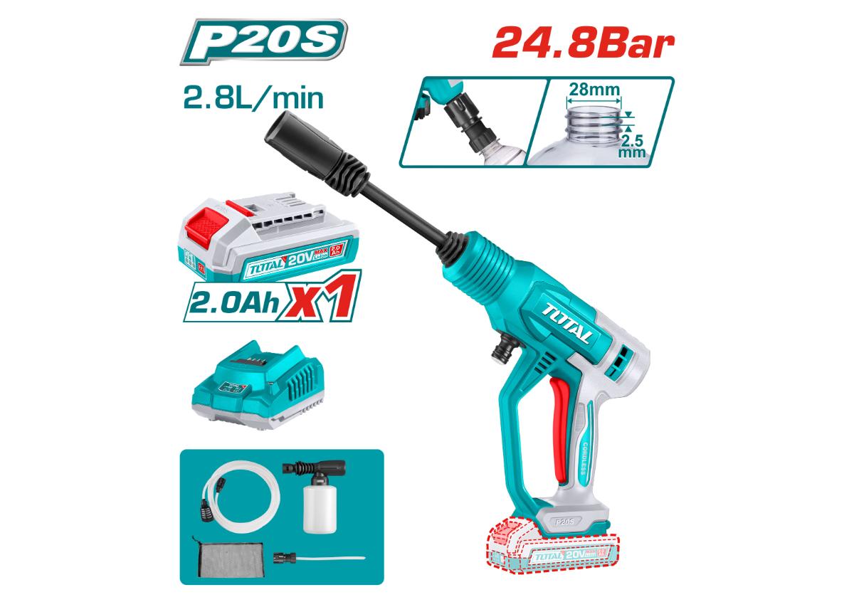 Բարձր ճնշման լվացող ատրճանակ (1 մարտկոց, 1 լիցքավորիչ) 20Վ 24.8 բար TOTAL TPWLI20362