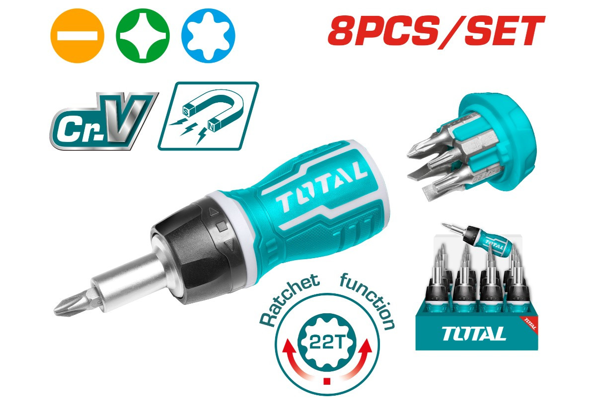 Набор коротких отверток 8 в 1 TOTAL TACSDS1726