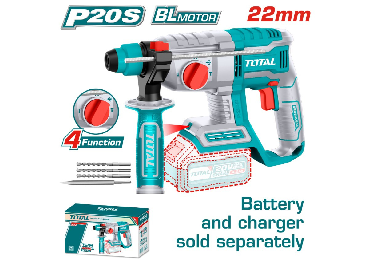 Перфоратор аккумуляторный 20В TRHLI20208 TOTAL