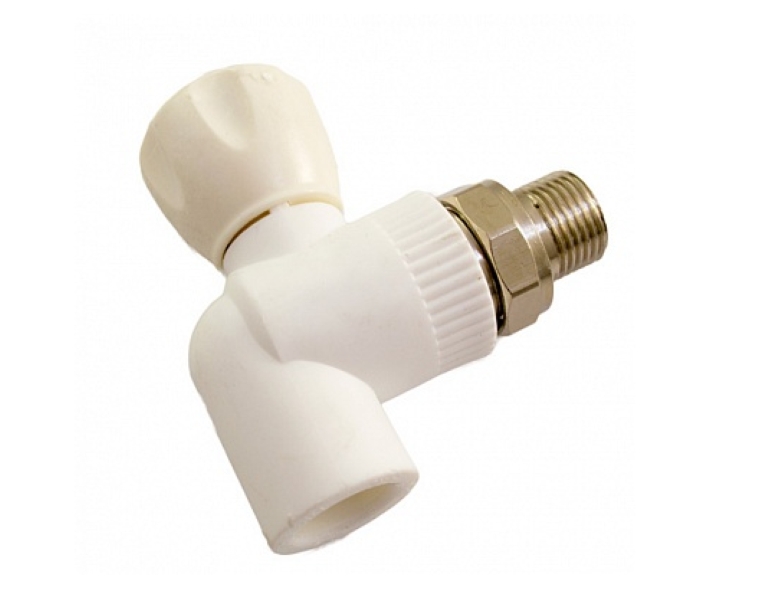 Ջրի փական PPRC վրադիր մանեկով 20*1/2 անկյունային MeerPlast