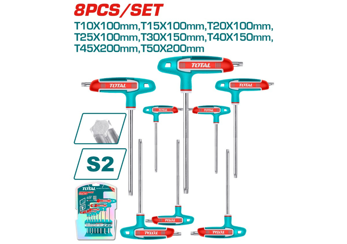 Набор ключей звездочки с Т-образной ручкой, 8 шт. TOTAL THHW8083