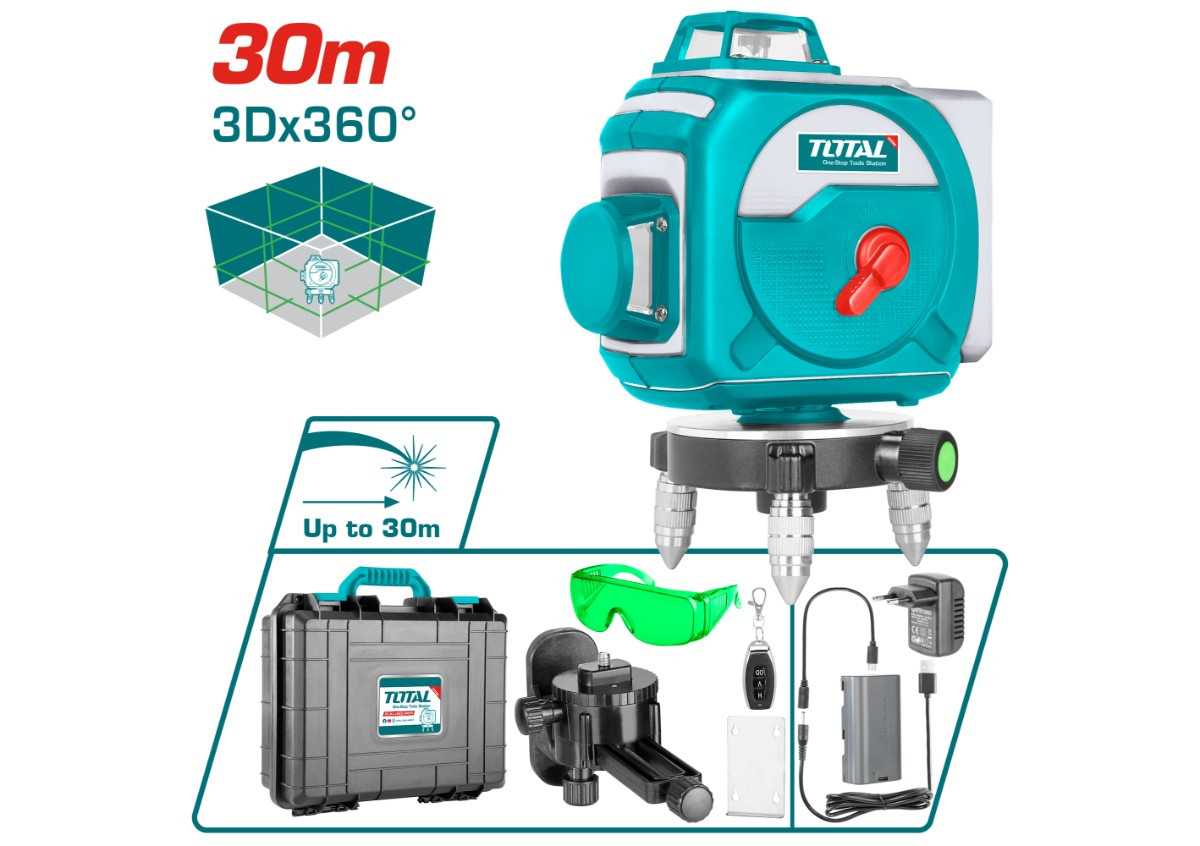 Лазерный нивелир зеленый 3D  5000mAh TOTAL TLL255