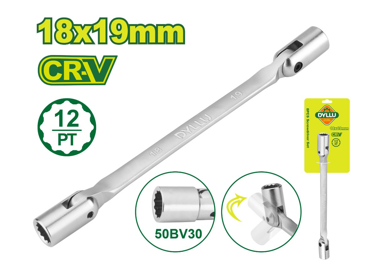 Ճկուն բանալի՝ պտտվող գլխիկով  DTTH2E06 18-19մմ DYLLU