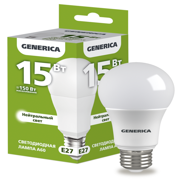 LED լամպ A60 15 w 4000K E27 GENERICA