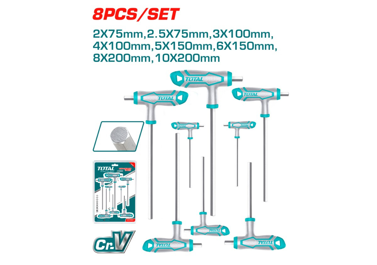 8կտ վեցանկյուն պտուտակահանի հավաքածու TOTAL THHW8081
