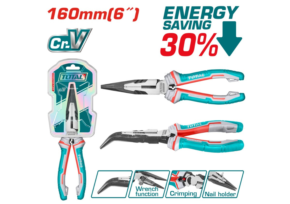 Длинногубцы изогнутые 160 мм TOTAL THT24616S