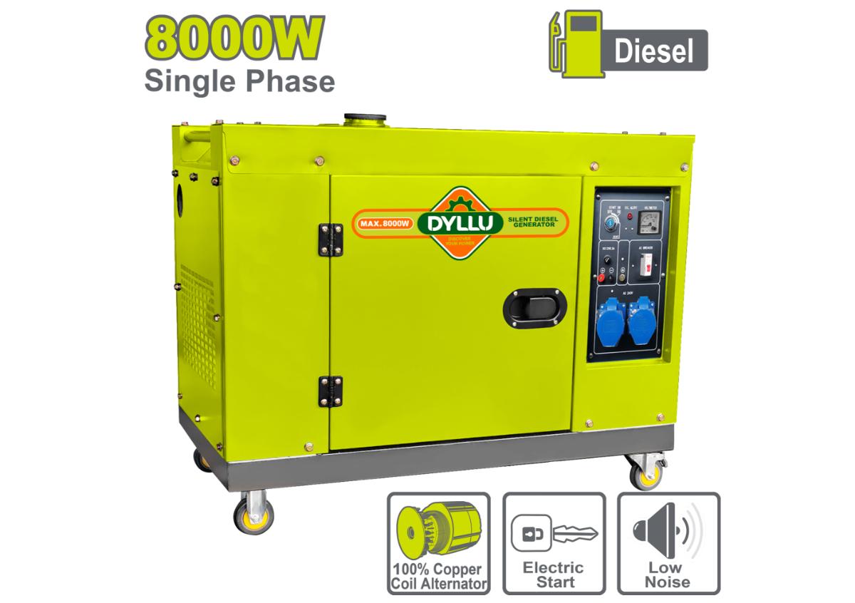Դիզելային գեներատոր անաղմուկ 8 կՎտ DYLLU DTDG2A100
