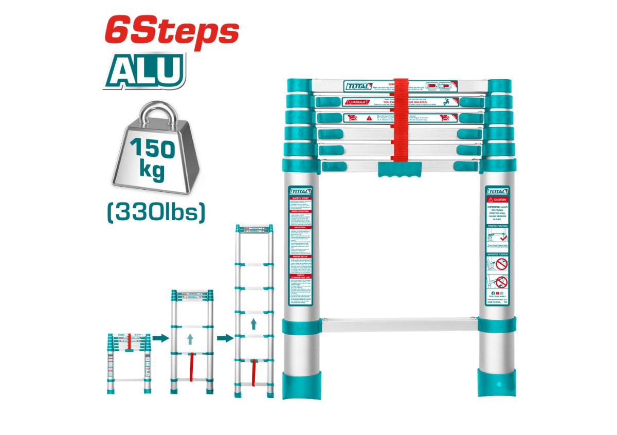 Телескопическая лестница 6 ступеней TOTAL THLAD08061
