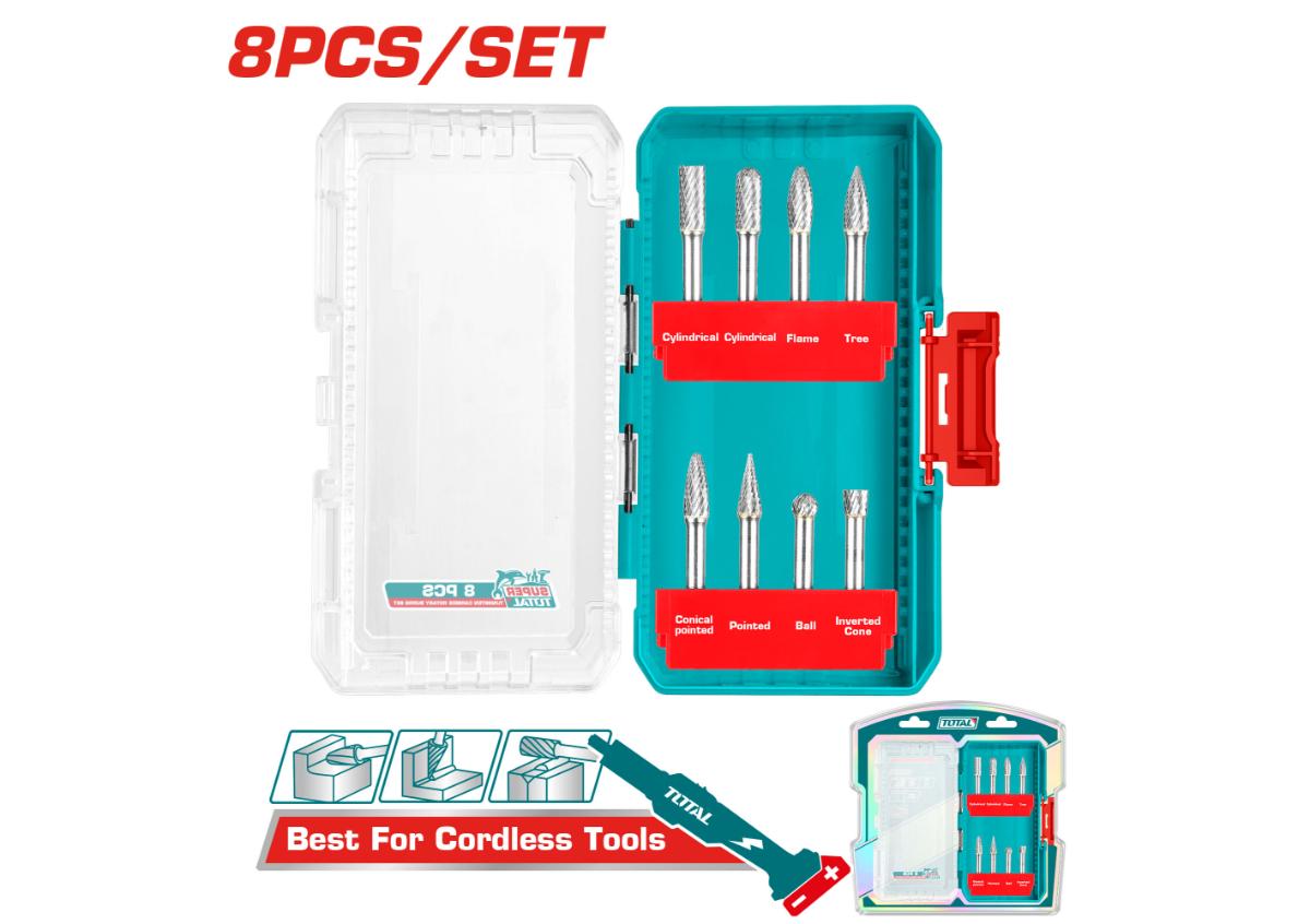 Կարբիդե բորֆրեզների հավաքածու 8 հատ TOTAL TACSDL10801