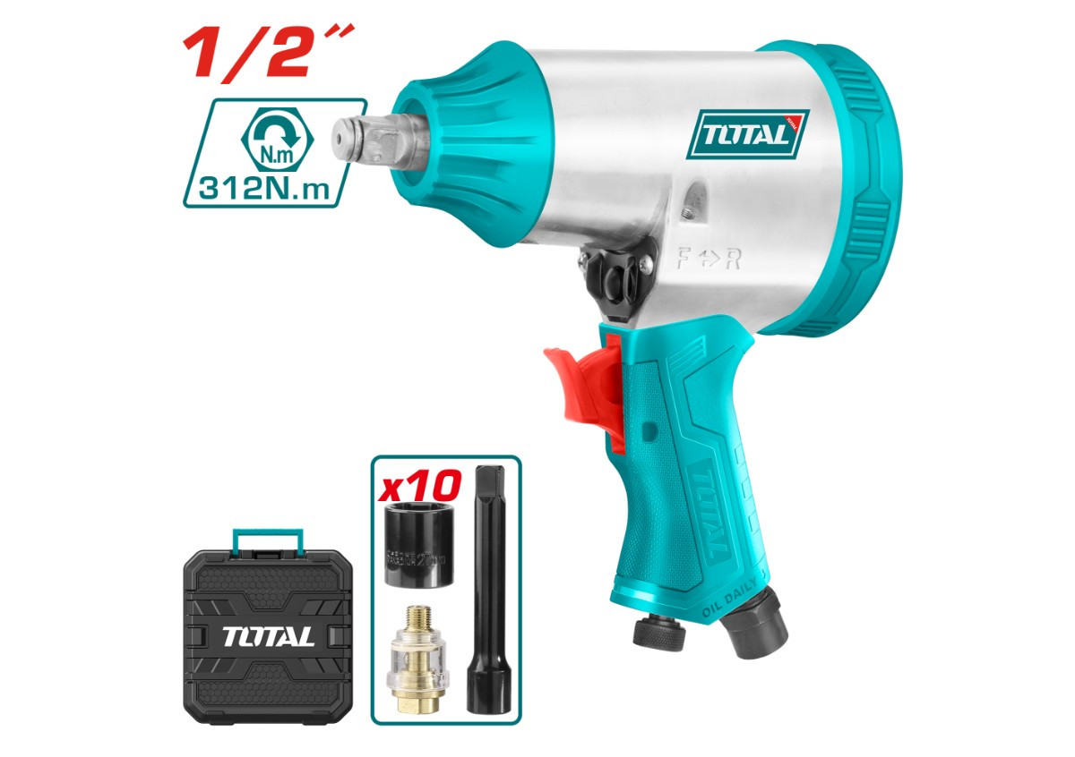 Пневматический ударный гайковерт 312 Нм/6.3 бар/1/2 дюйма TOTAL TAT41125