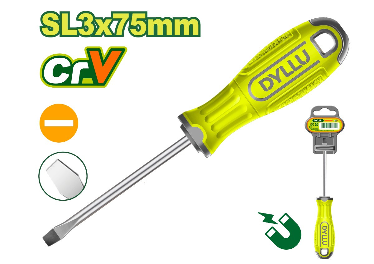 Плоская отвертка DYLLU DTSD1233 SL3x75мм