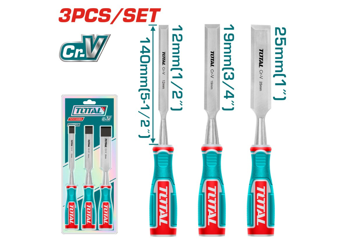 Набор стамесок по дереву 3 шт. TOTAL THT41K0302