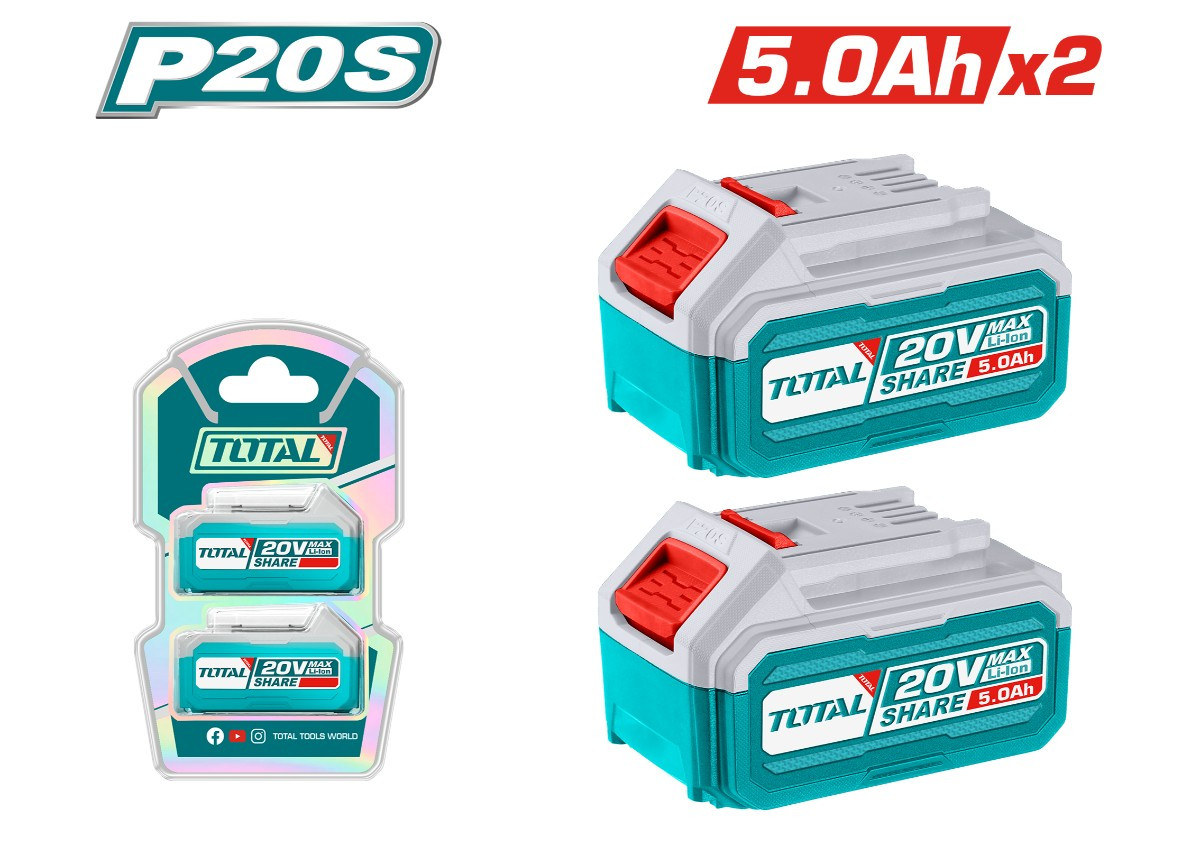 Комплект аккумуляторов 20В 5А 2шт TOTAL TOSLI240464
