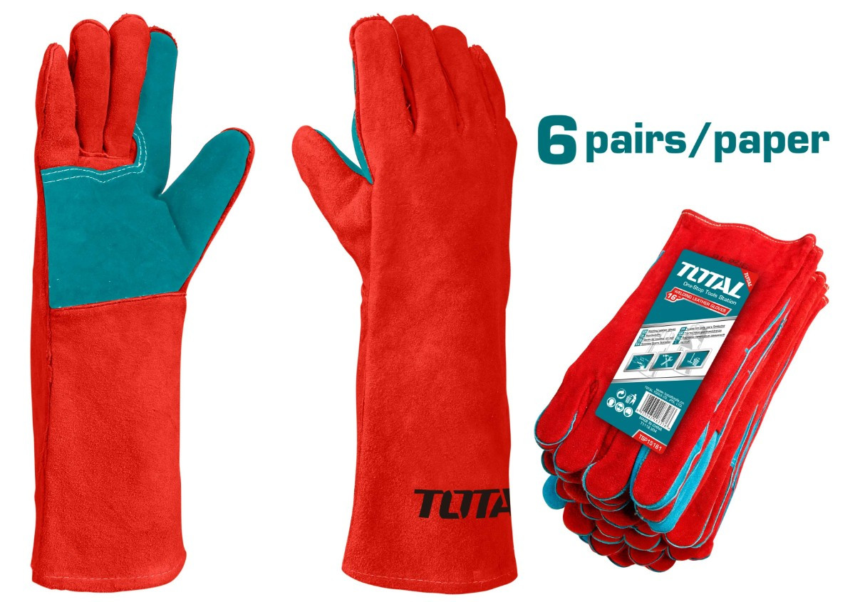 Աշխատանքային ձեռնոց կաշվե եռակցման երկար TOTAL TSP15161