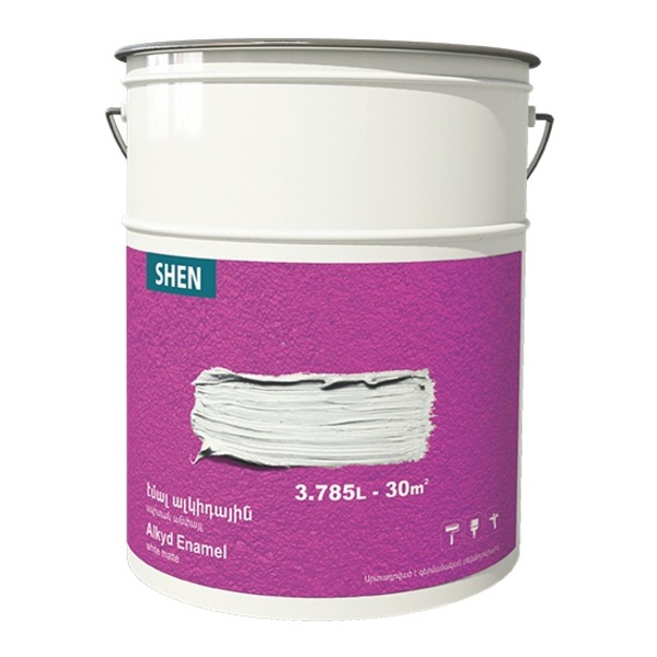 Эмаль алкидная 20л матовая белая Shen