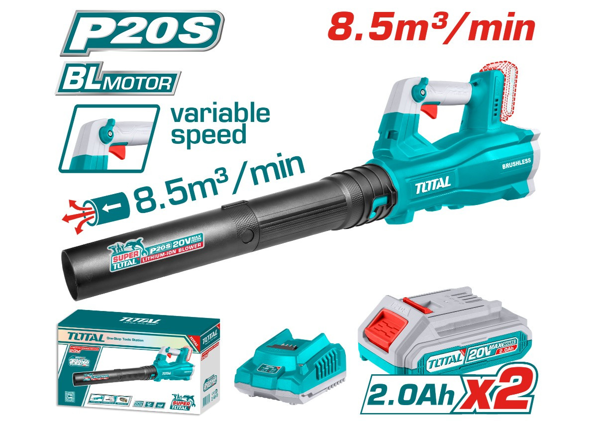 Օդամղիչ (ասպիրատոր) մարտկոցային 20Վ 8.5մ³/ր (2 մարտկոցով, լիցքավորիչով) TOTAL TABLI204282