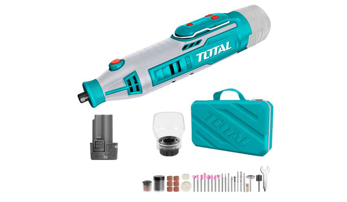 Գրավեր մարտկոցային 12Վ (մարտկոցով, USB-C, 100 աքսեսուարով) TOTAL TMGLI20018