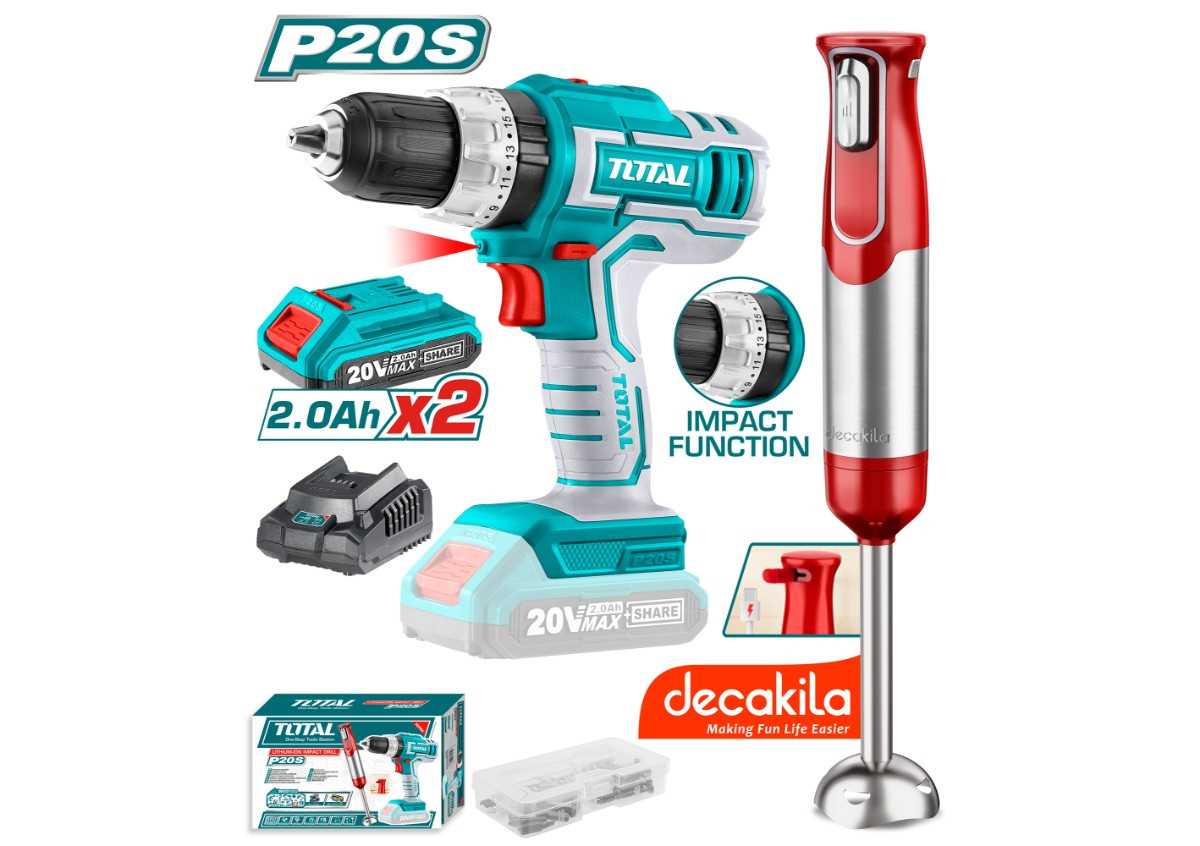 Կոմբո հավաքածու. պտուտակադարձիչ (TIDLI20031) 2 մարտկոցով, հարիչ (KMJB023R) TOTAL TOSLI22112