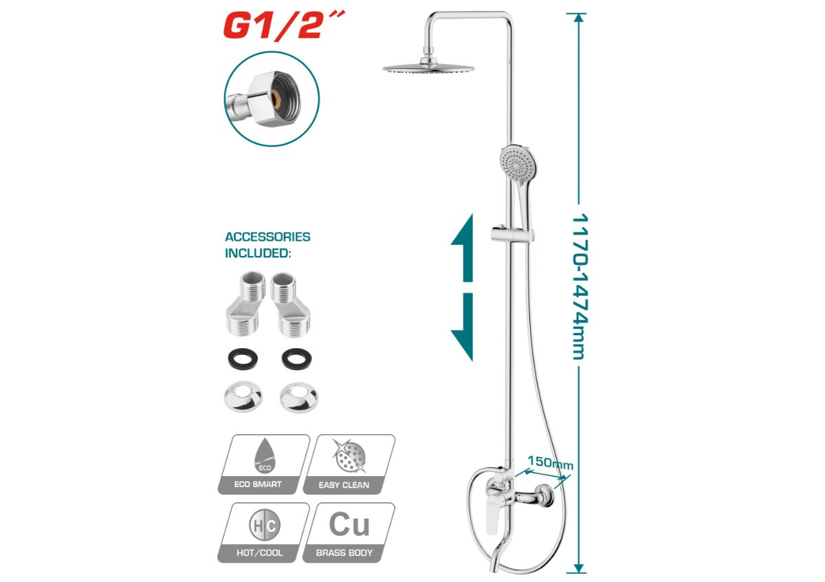 Բաղնիքի ցնցուղ ծորակ մեծ TOTAL TSLBM513681