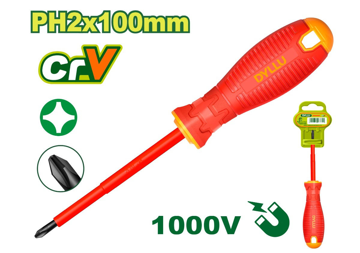 Диэлектрическая крестовая отвертка DTSD7224 PH2x100мм DYLLU