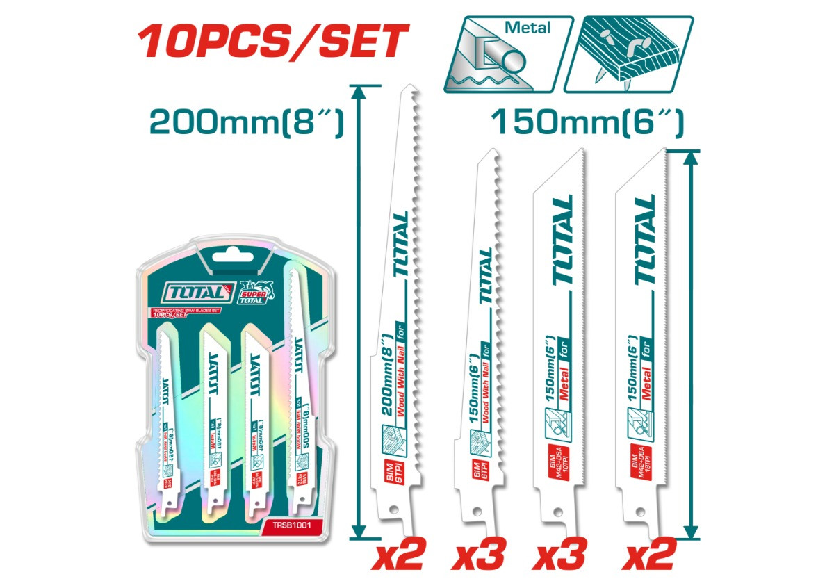 Նրբասղոցի սղոցների հավաքածու 10 հատ TOTAL TRSB1001