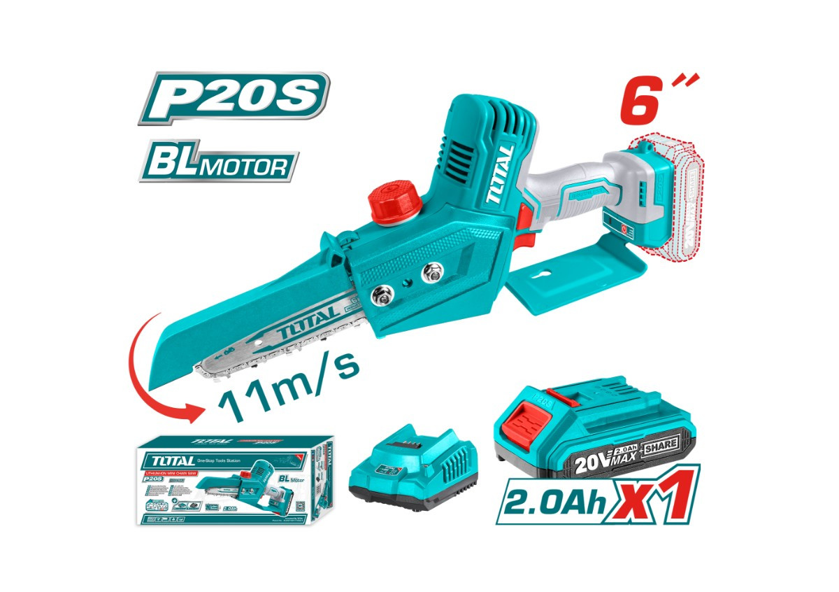 Аккумуляторная цепная мини пила 20V TOTAL TGSLI20685