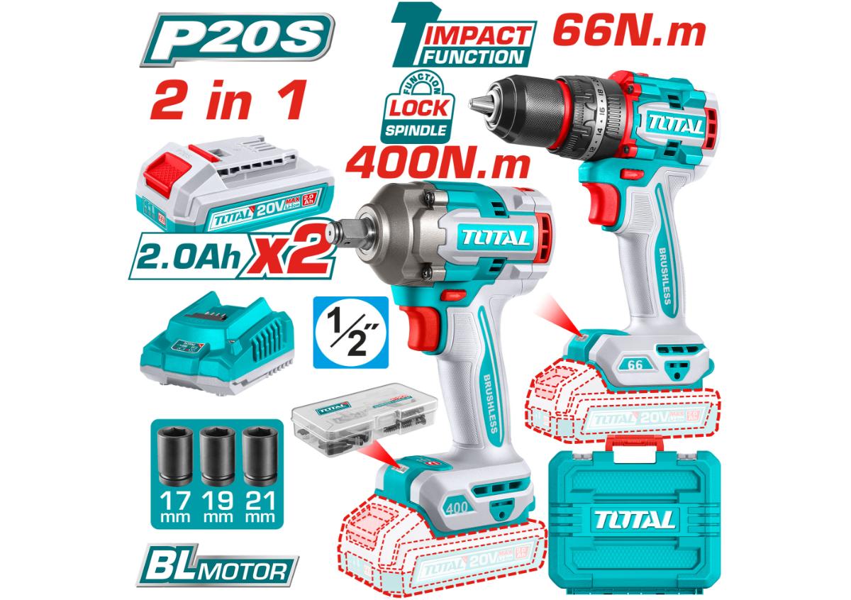 Набор аккумуляторных инструментов 2шт  TOTAL TCKLI20275