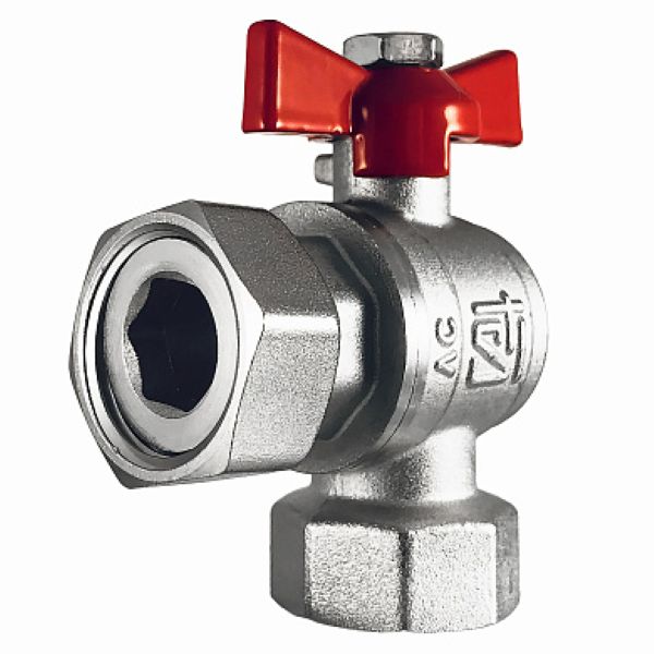 Кран шаровой 20 Г/Г (бабочка) угловой накидная гайка  (для котлов) STI