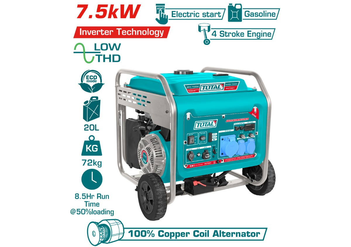 Բենզինային գեներատոր ինվերտորային 7.5կՎտ  TP375001 TOTAL