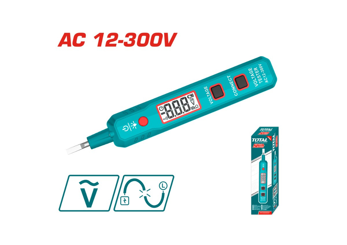 Цифровой тестовый карандаш 12-300 В TOTAL THT2930021