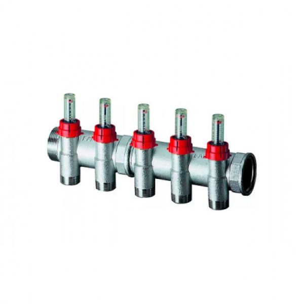 Коллектор запорный 1", ВР-НР, с расходомерами, 4 отвода М24*19 FAR