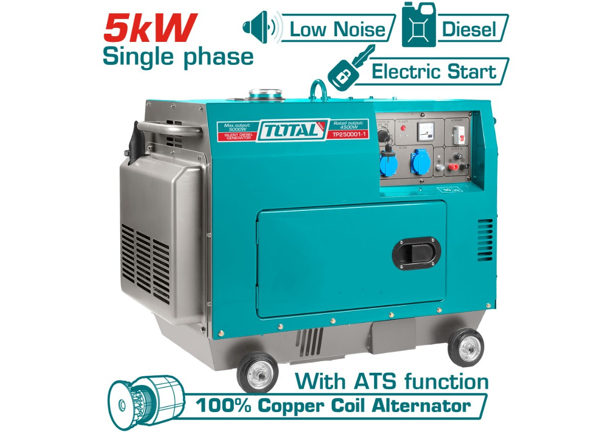 Дизельный генератор (стартер) Бесшумный 5000 Вт  TP250001-1  TOTAL