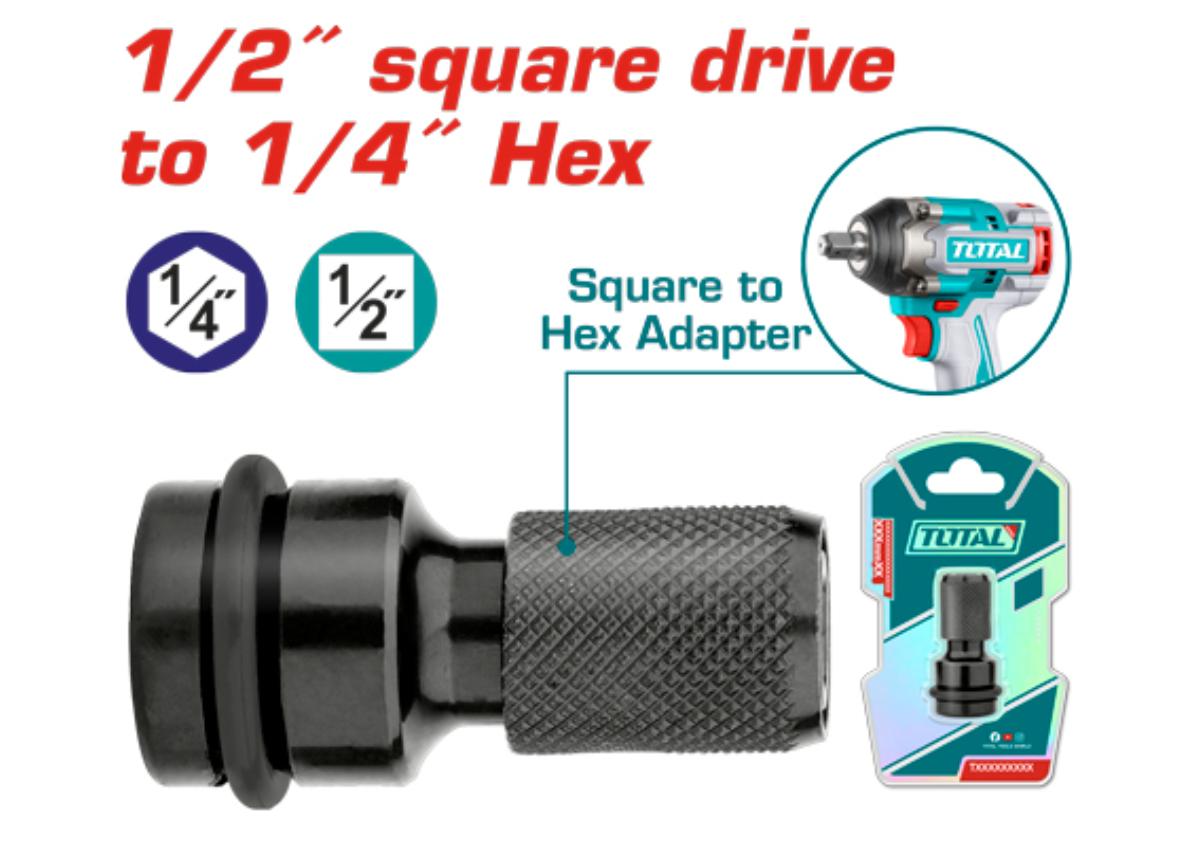 Ադապտեր քառակուսի-վեցանկյուն 1/2” - 1/4” TOTAL TAC60501