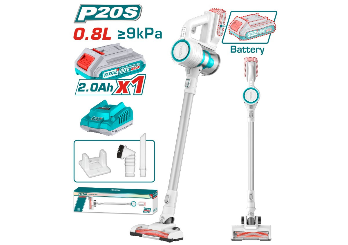 Փոշեկուլ մարտկոցային 20Վ 9կՊա 0․8լ (մարտկոցով, լիցքավորիչով) TOTAL TVLI2006