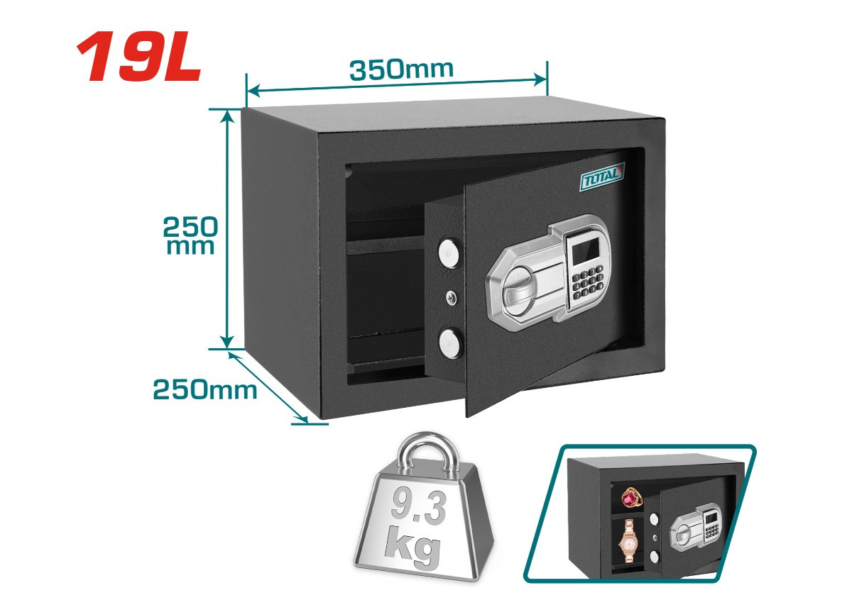 էլեկտրոնային սեյֆ 19Լ 350x250x20 մմ TOTAL TESF2501
