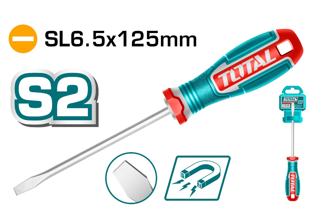 Отвертка шлицевая SL6.5x125 мм TOTAL TSDSL6125