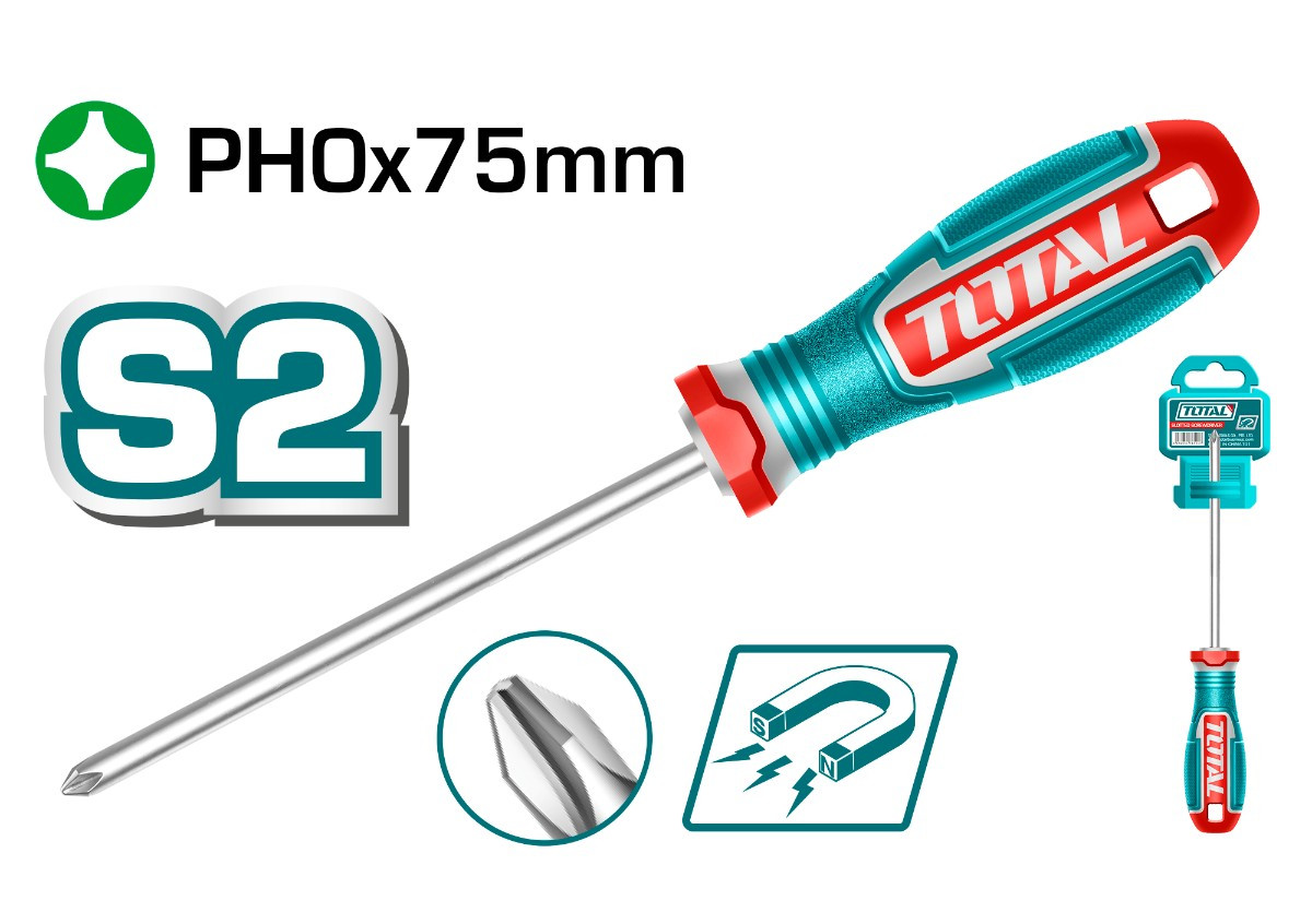 Крестовая отвертка PH0x75мм TOTAL TSDPH0075