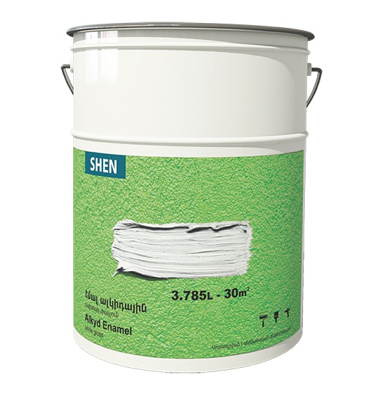 Էմալ ալկիդային 3,8լ փայլուն սպիտակ Shen