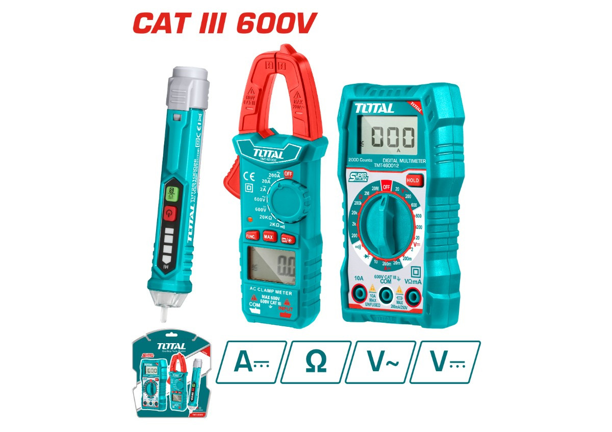 Էլեկտրական հոսանքաչափ (կլեշ) 3հատ TOTAL TMT43028