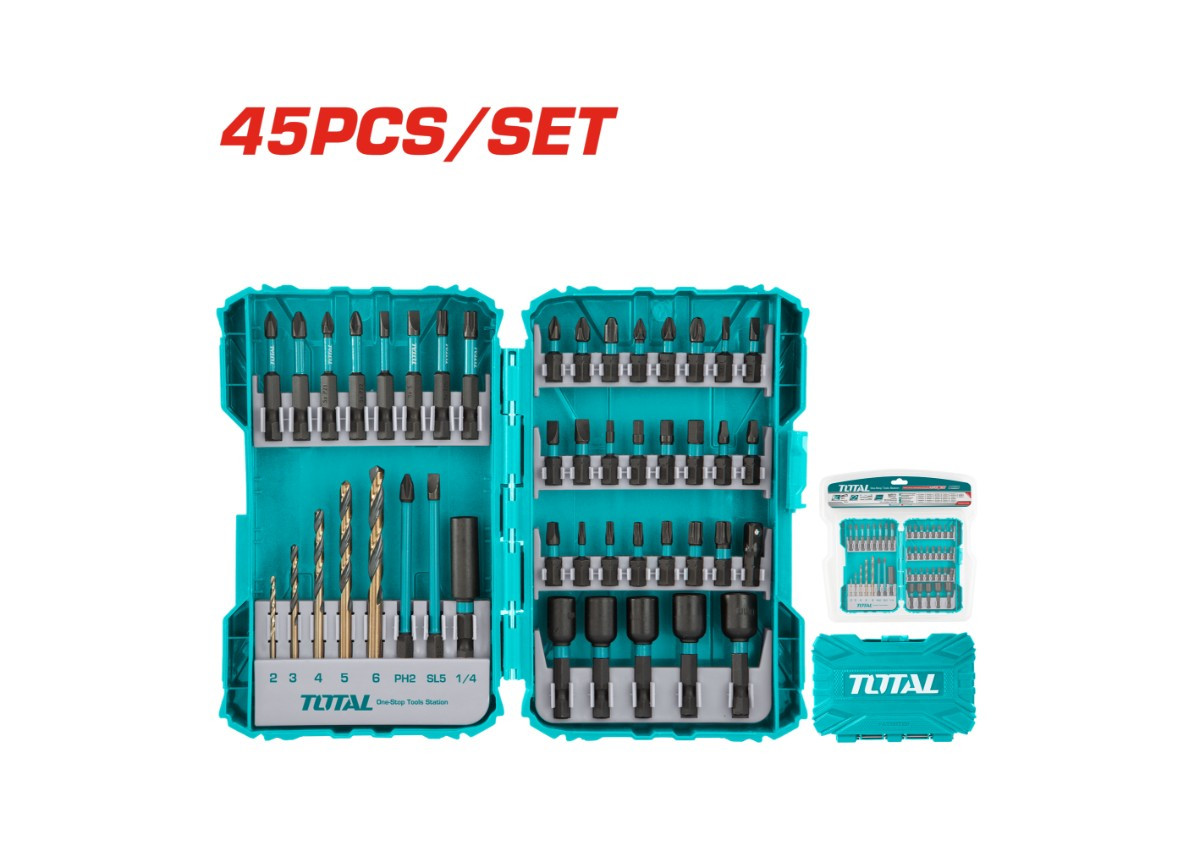 Հարվածային պտուտակադարձիչի գլխիկների հավաքածու 45կտոր TOTAL TACSDL24502