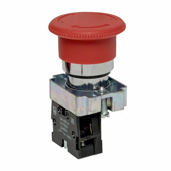 Кнопка грибовидная красная с поворотной фиксацией STOP NC XB2-BS IEK