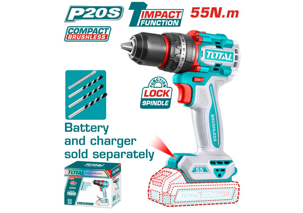 Հարվածային պտուտակադարձիչ մարտկոցային 20Վ 55Նմ TOTAL TIDLI205581