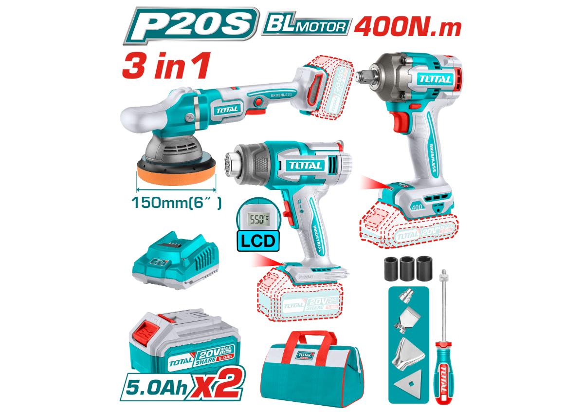 Комбинированный набор: аккумуляторная отвертка, полировальная машина, технический фен TOSLI240863