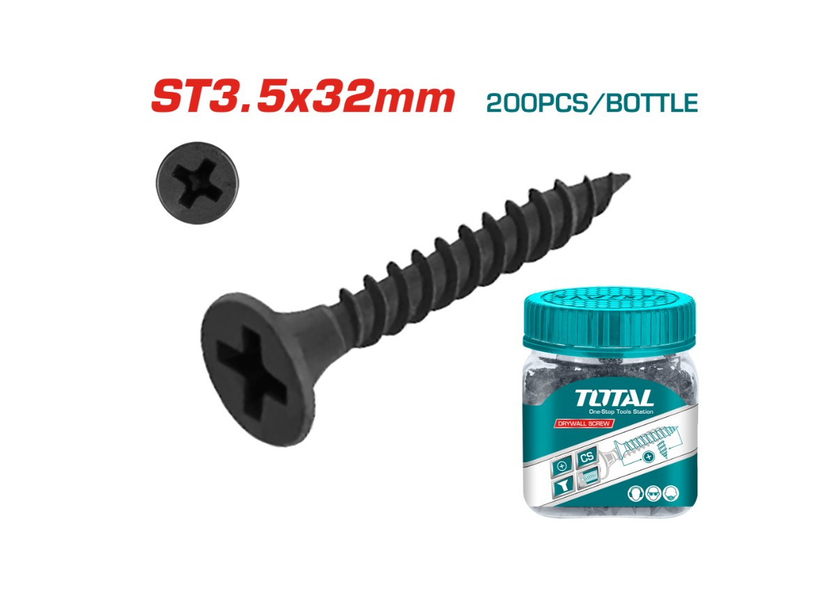 Саморез по гипсокартону 3,5x32 мм, в упаковке 200шт. WJDS3503221 TOTAL