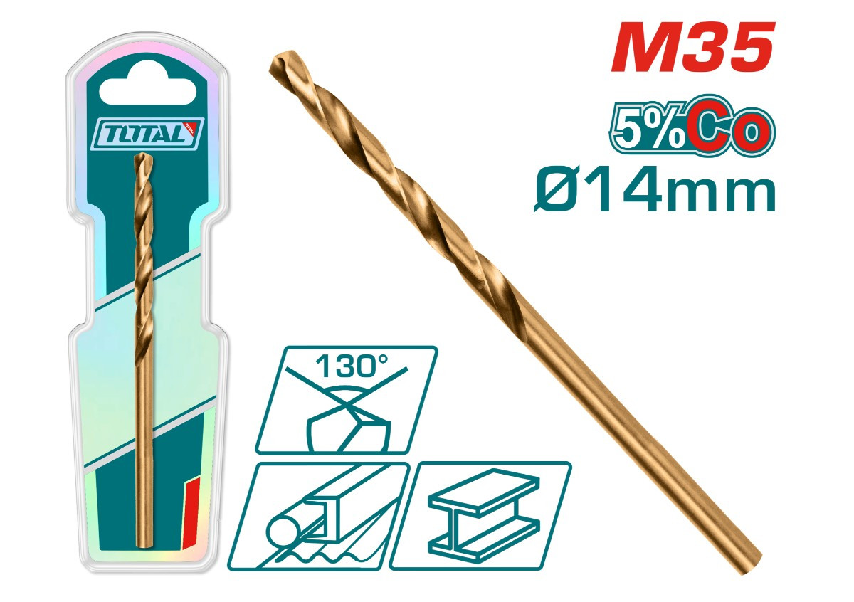 Кобальтовое сверло HSS CO-M35 14 мм TOTAL TAC11214001