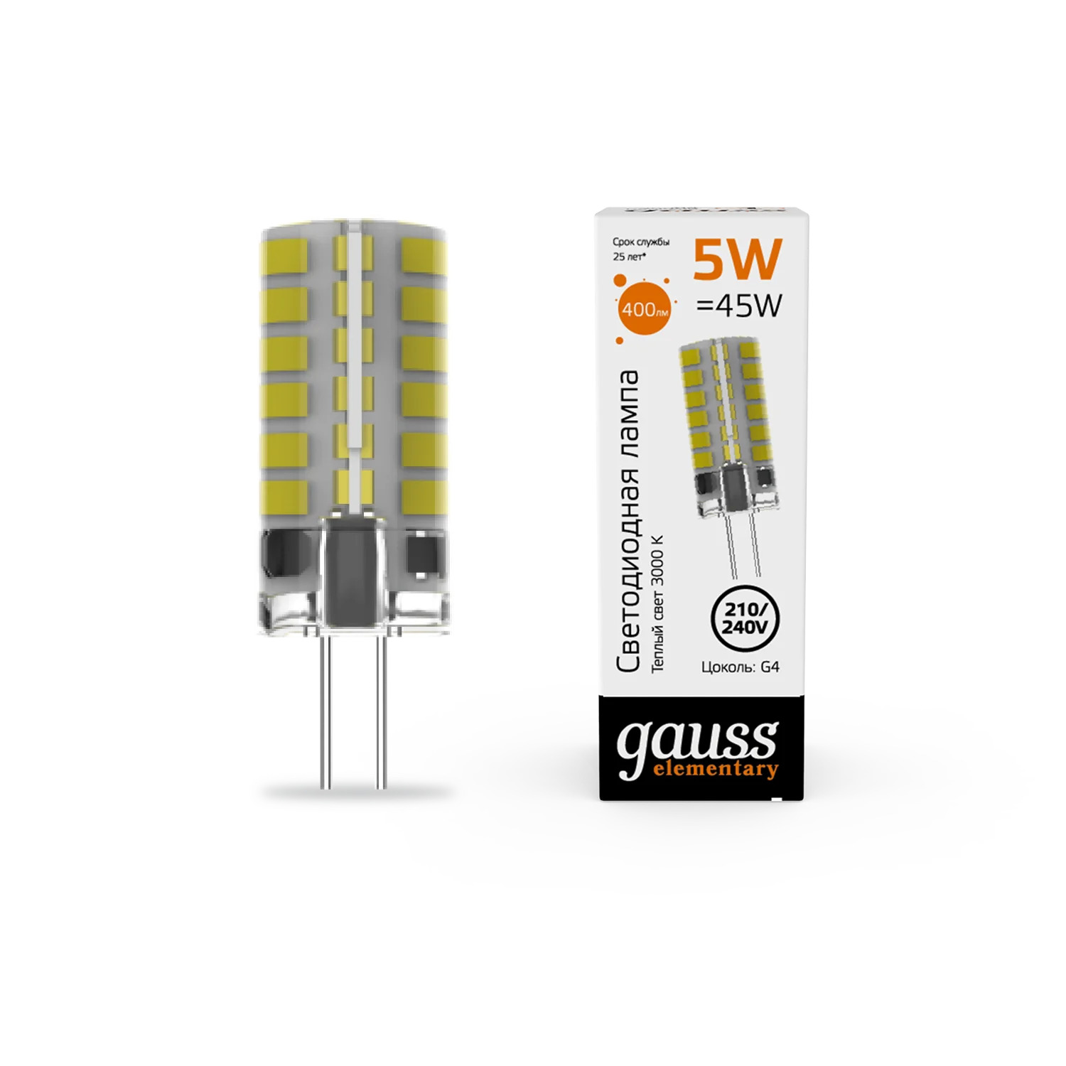 Lամպ G4 Elementary 5W 3000K 400Lm Gauss