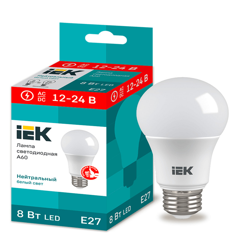 LED լամպ A60 8 w 12-24V 4000K E27 IEK