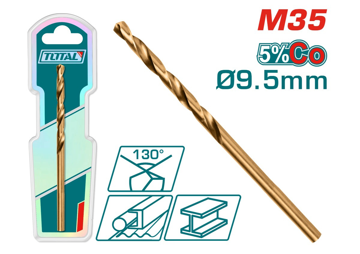 Кобальтовое сверло M35 9.5 мм TOTAL TAC11209501
