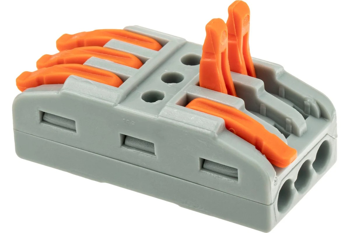 Строительно-монтажная клемма с рычажками проходная 3 полюса  SBE-PTCWCC-3 SMARTBUY